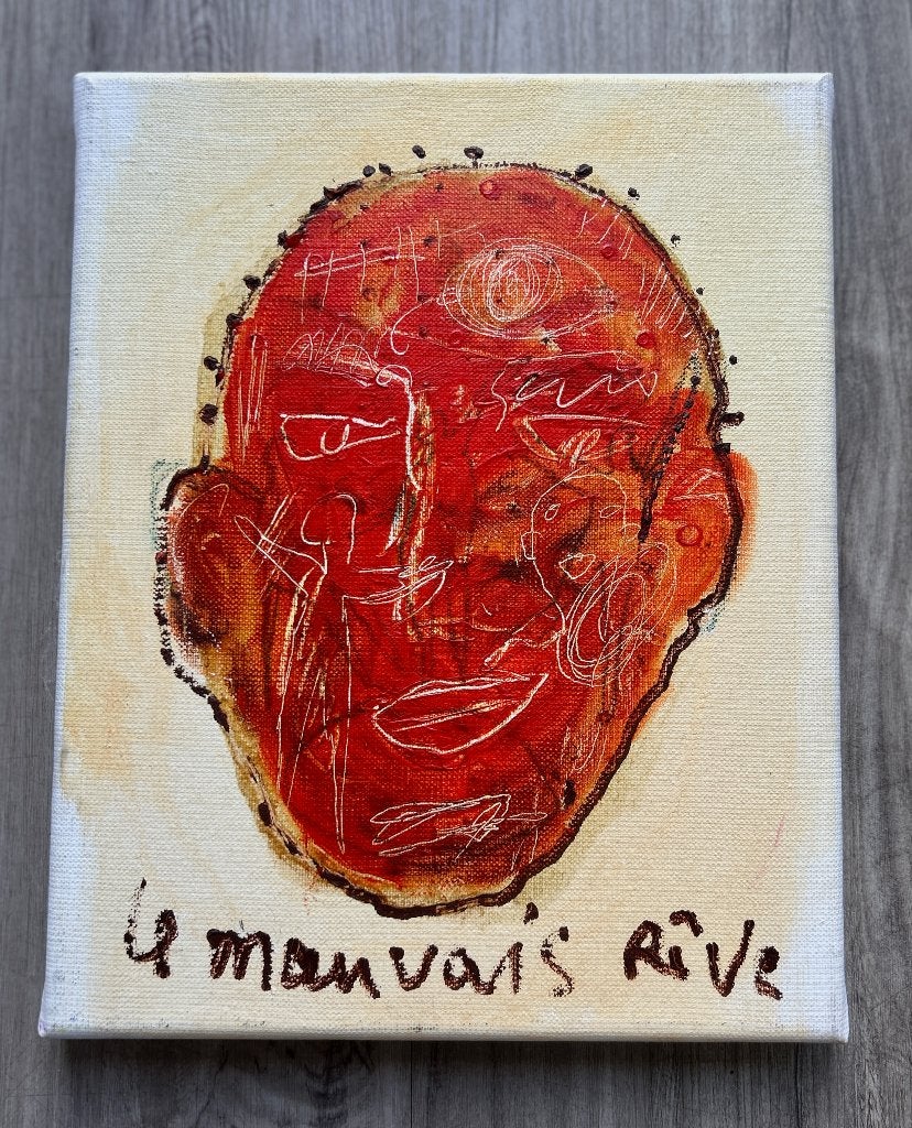 Olieverf doek Dominique Chan-Le mauvais rêve ZOMEROPRUIMING, Verzenden