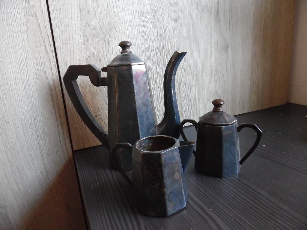 koffiekan, melk en suiker set, verzilverd, Ophalen of Verzenden
