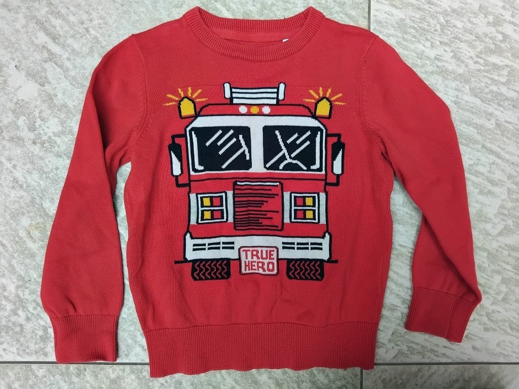 Trui rood brandweer auto C&A maat 122 truitje, Kinderen en Baby's, C&A, Trui of Vest, Ophalen of Verzenden, Zo goed als nieuw