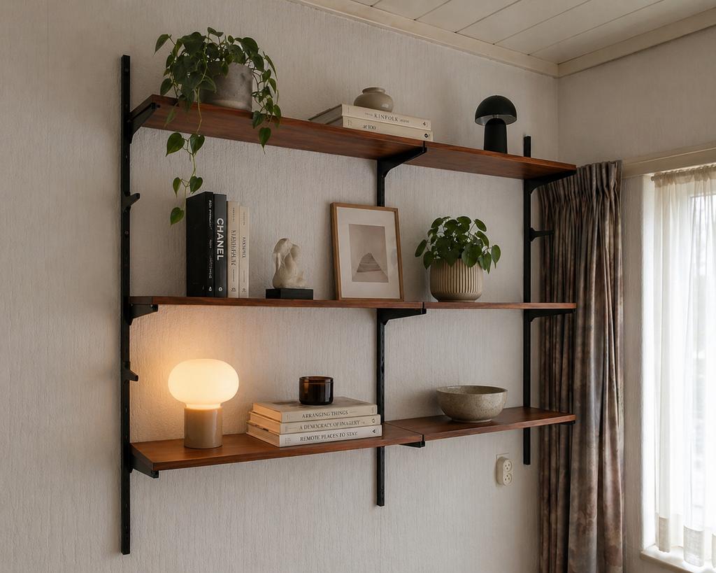 Jaren 50 vintage originele boekenplank rosewood/palissander, Huis en Inrichting, Woonaccessoires | Wandplanken en Boekenplanken