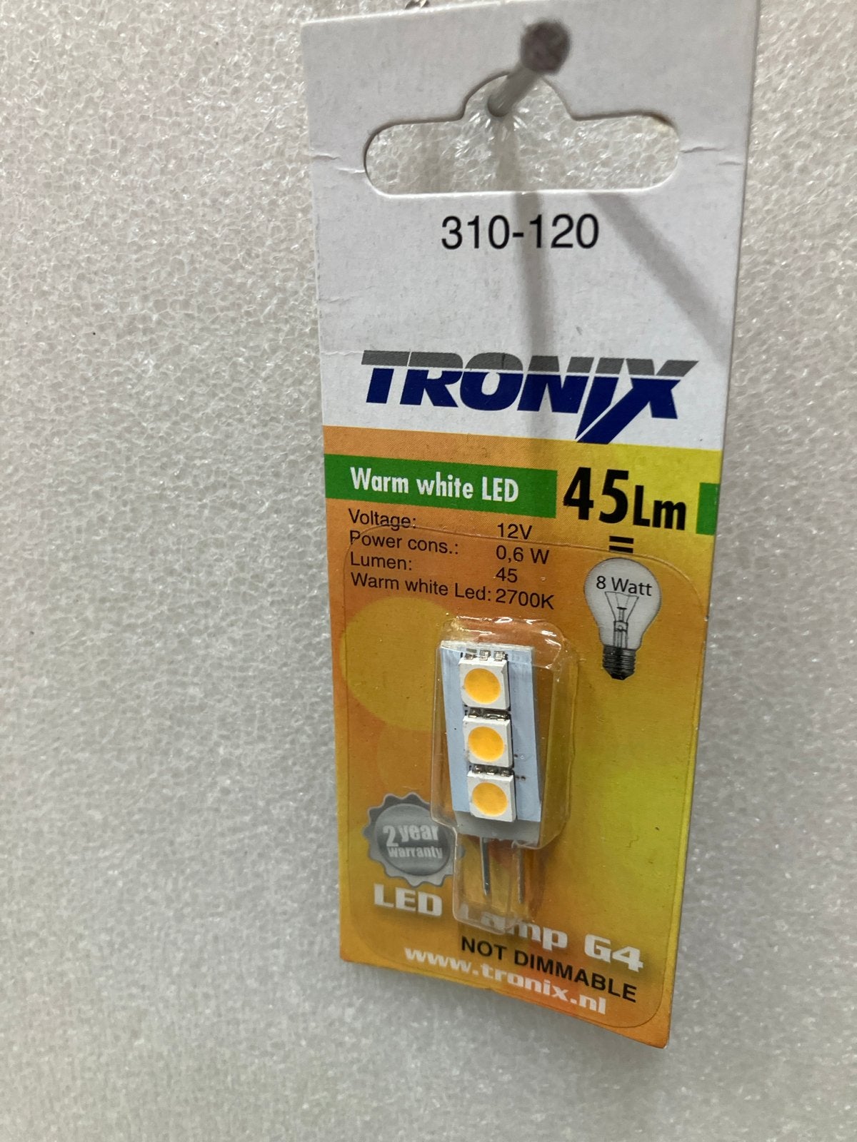 Tronix Warm Witte LED Lamp G4 - 12V, 0.6W, 45 Lumen, Wit, Overige merken, Nieuw, Ophalen of Verzenden