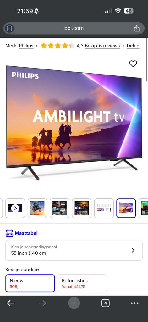 Philips ambilighy tv qled 55inch nieuw ongeopend 8500 serie, Audio, Tv en Foto, Televisies, Ophalen, Philips, 120 Hz, Zo goed als nieuw