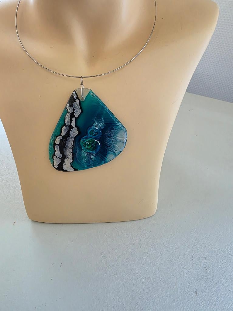 Ketting Keramiek, Met hanger, Blauw, Nieuw, Ophalen of Verzenden