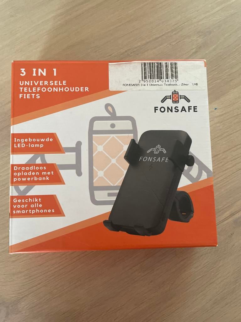 Fonsafe 3-in-1 Telefoonhouder Fiets met Powerbank & LED, Ophalen, Zo goed als nieuw