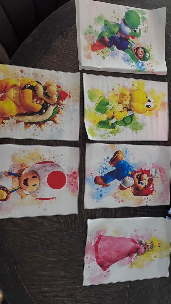 Super Mario Bros. A4 Poster - Waterverf Stijl kinderkamer, Ophalen, Rechthoekig Staand, A4 of kleiner, Nieuw