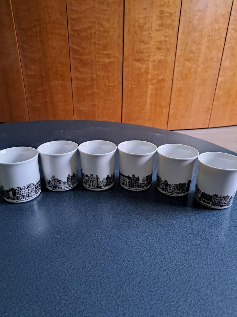6x Nutroma Porseleinen Kopjes Amsterdam Grachten Servies, Ophalen of Verzenden