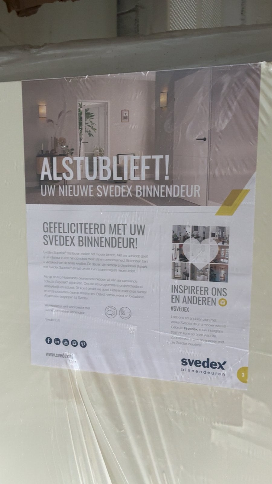 NIEUW – Svedex binnendeur Linksdraaiend 231,5 x 95,4 cm, Doe-het-zelf en Verbouw, Deuren en Horren, Ophalen, 80 tot 100 cm, 215 cm of meer