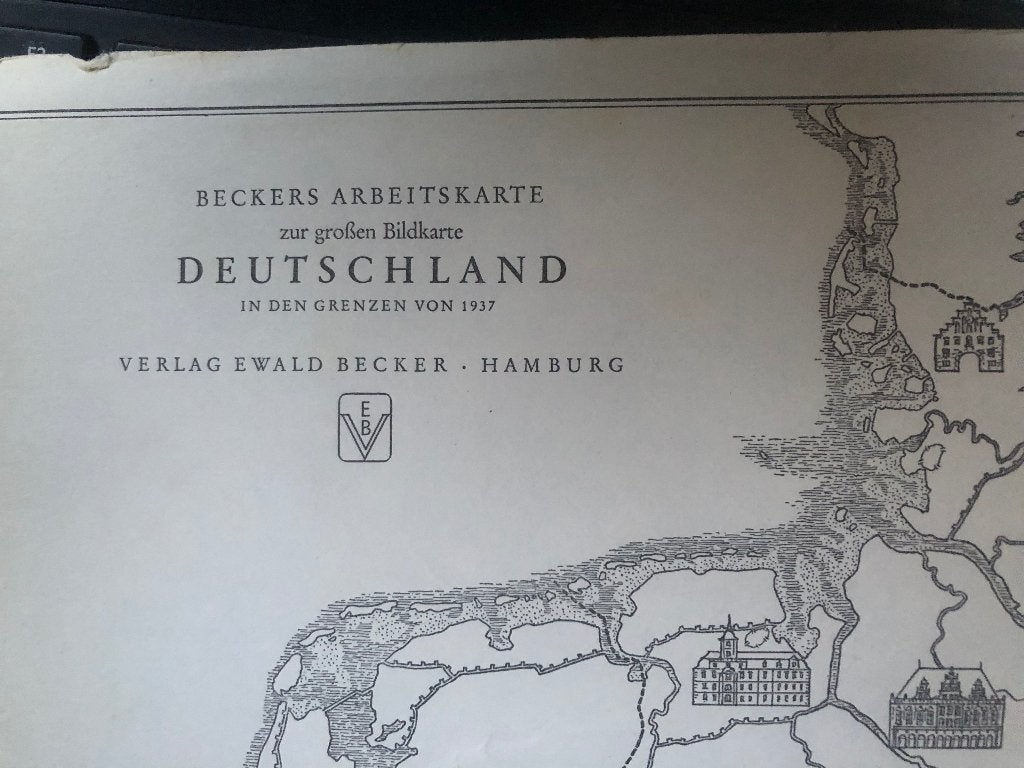 Oude kaart van Duitsland met grenzen van 1937 - Beckers, Gebruikt, Voor 1940, Prent, Buitenland