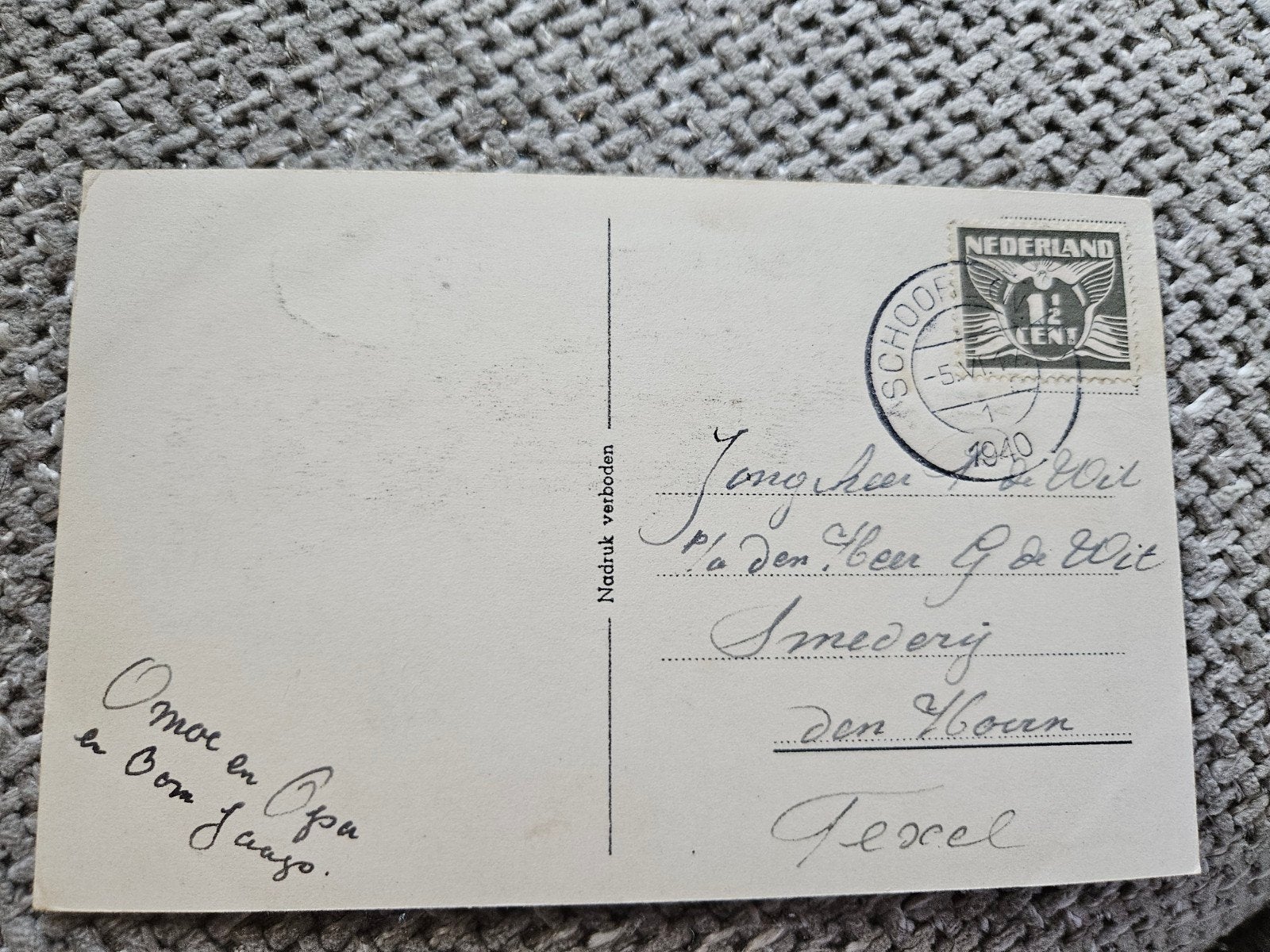 Texel smederij 1940 oud adres, Ophalen of Verzenden, 1920 tot 1940, Waddeneilanden