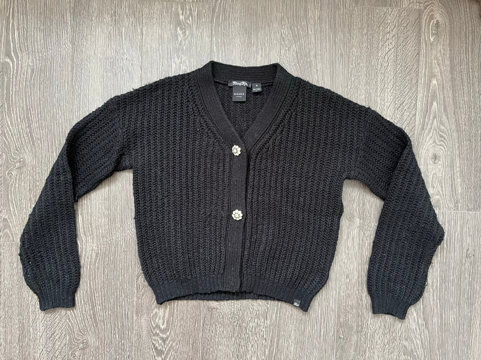 Meisjes vestje / vest zwart Nik & Nik mt 14 / 164, Ophalen of Verzenden, Gebruikt, Meisje, Trui of Vest