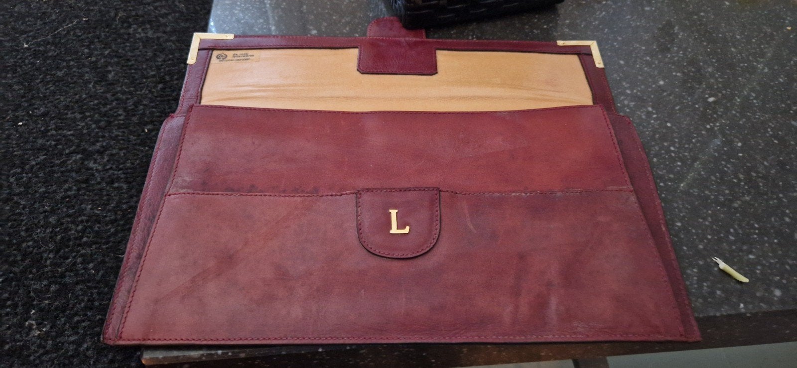 Vintage Leren Clutch Tas - Bordeauxrood, Ophalen of Verzenden, Gebruikt, Rood, Avondtasje