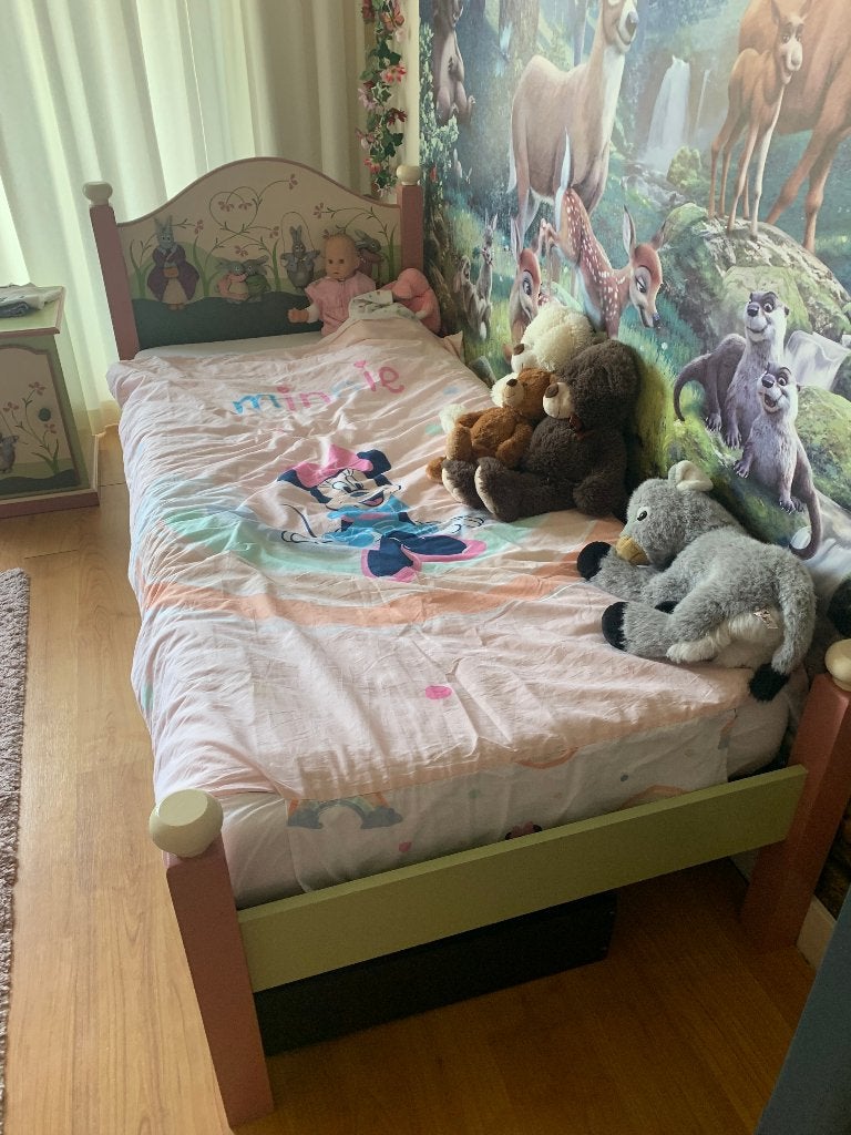 Oud Engels kinderbed 90x200 cm met nachtkastje en matras, Kinderen en Baby's, 85 tot 100 cm, Gebruikt, 180 cm of meer, Ophalen