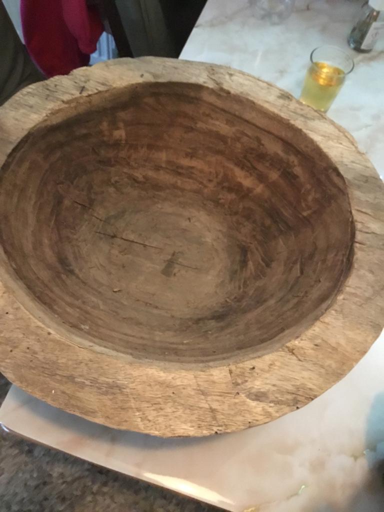 Robuuste houten schaal, Ophalen of Verzenden, Zo goed als nieuw, Rond, Hout