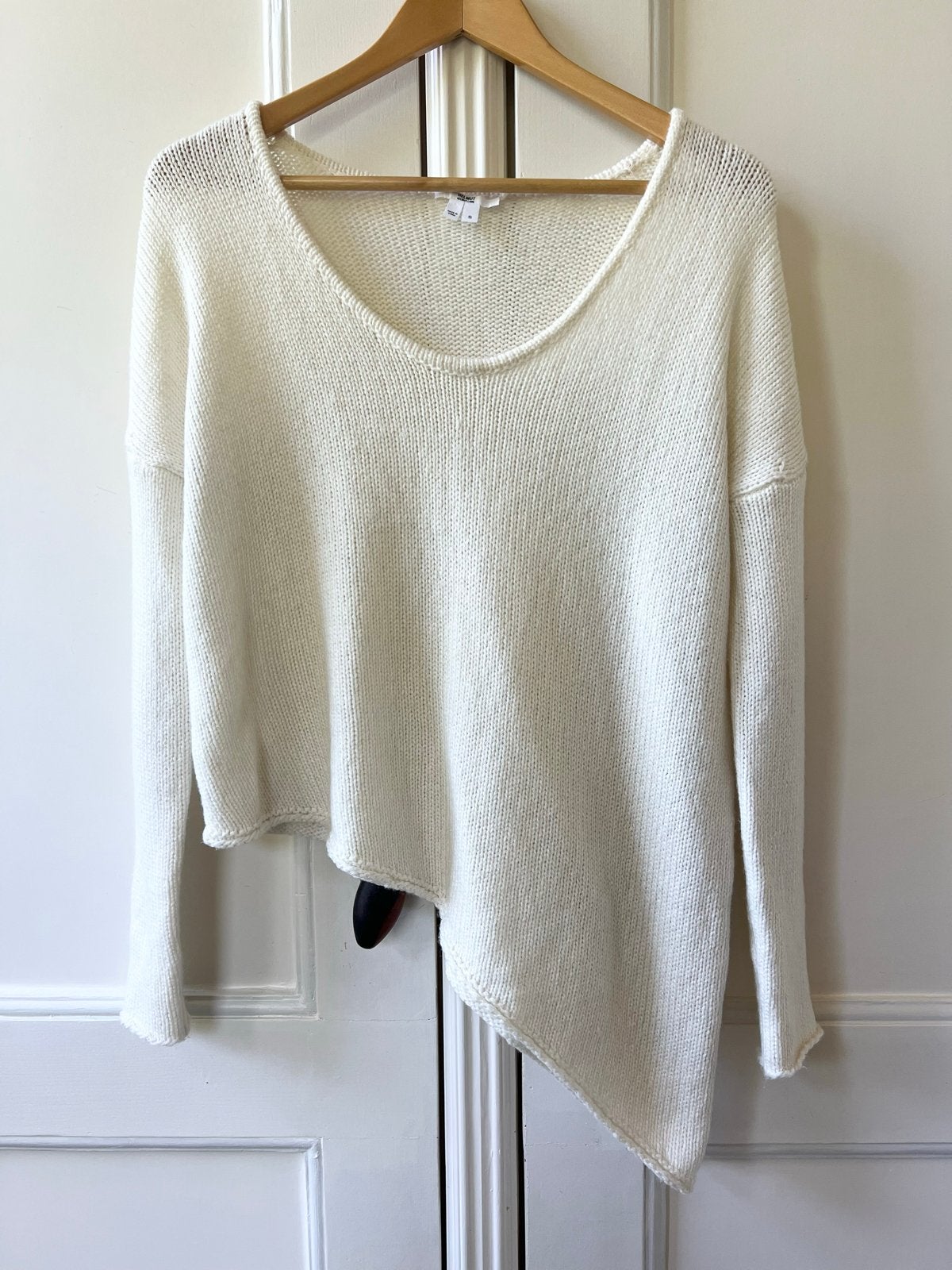 Helmut Lang zeldzame a-symmetrische Y2K trui creme, maat S, Ophalen of Verzenden, Zo goed als nieuw, Maat 36 (S), Wit