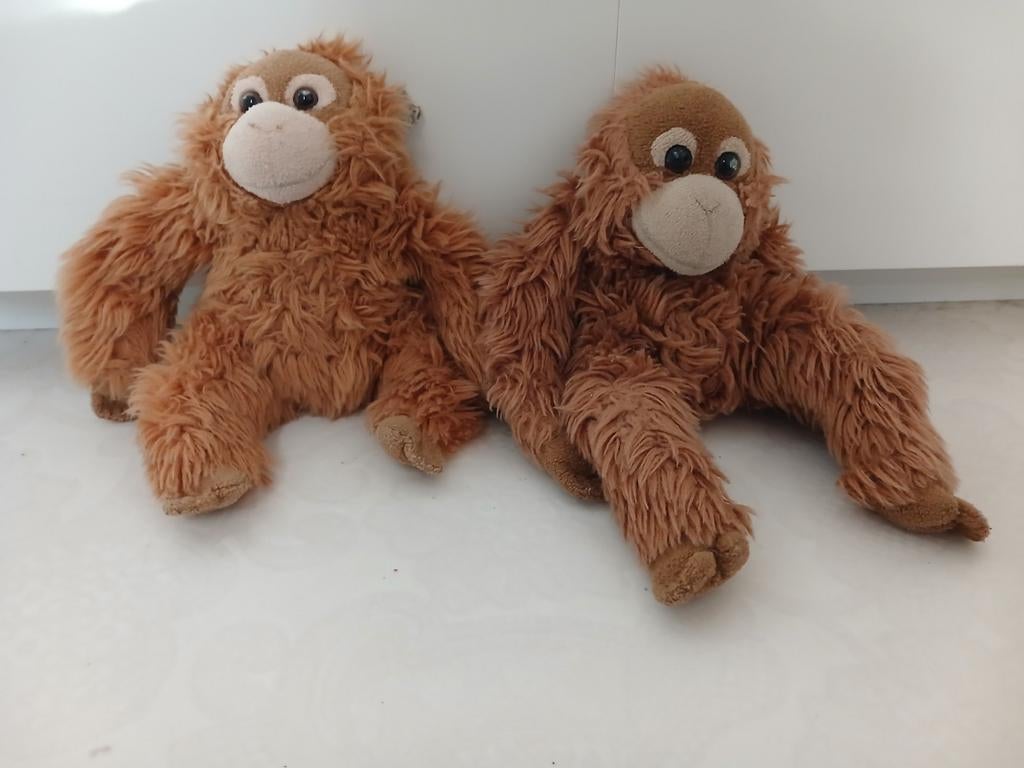 3 apen knuffeltjes., Ophalen of Verzenden, Gebruikt, Bruin, Aap