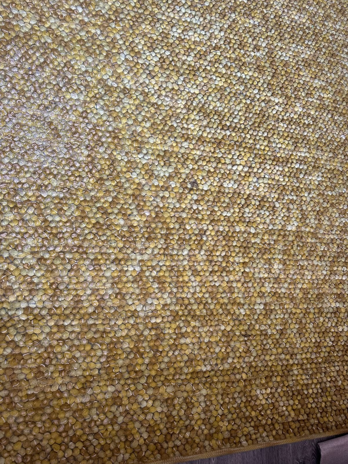 Wollen kleed 170x255 cm met vlekken en oneffenheden, Gebruikt, Geel, 150 tot 200 cm, 200 cm of meer