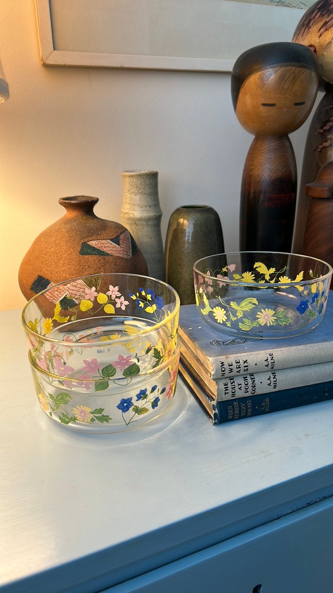 3 vintage glazen kommetjes bloemen Cerve Bormioli Italy, Ophalen of Verzenden, Gebruikt