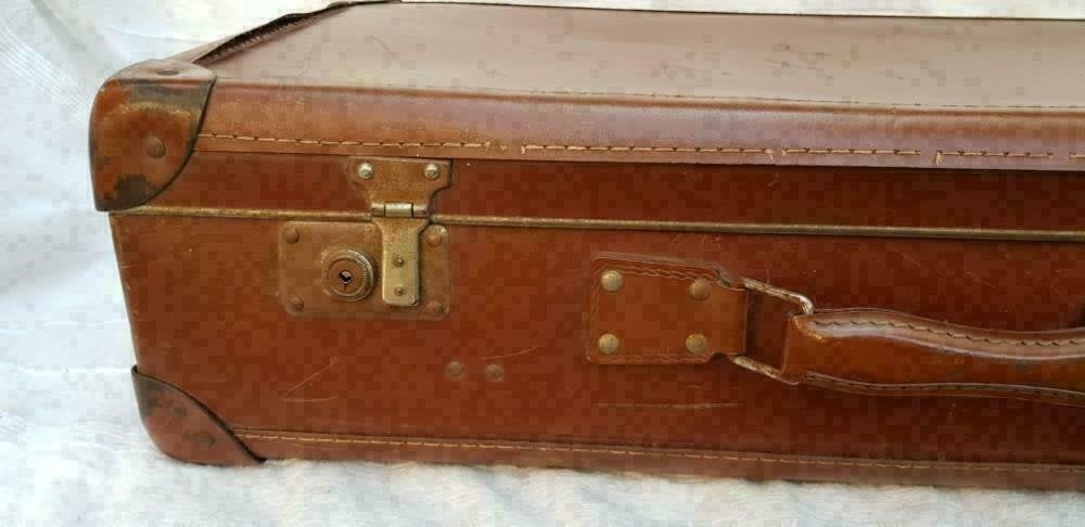 D173: VINTAGE  koffer van geperst karton jaren 50, Overige materialen, Gebruikt, 50 tot 60 cm, -