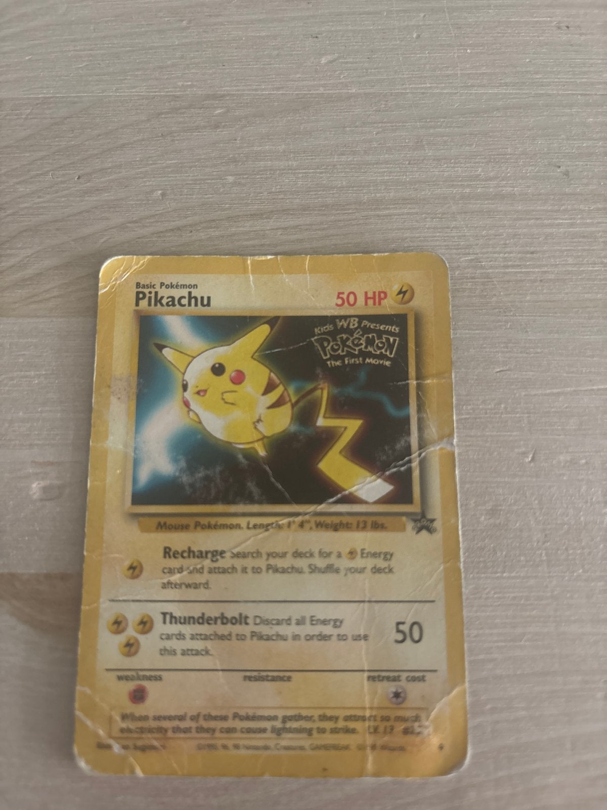Pikachu Pokémon kaart - Kids' WB Presents Pokémon The First, Ophalen of Verzenden, Gebruikt, Losse kaart