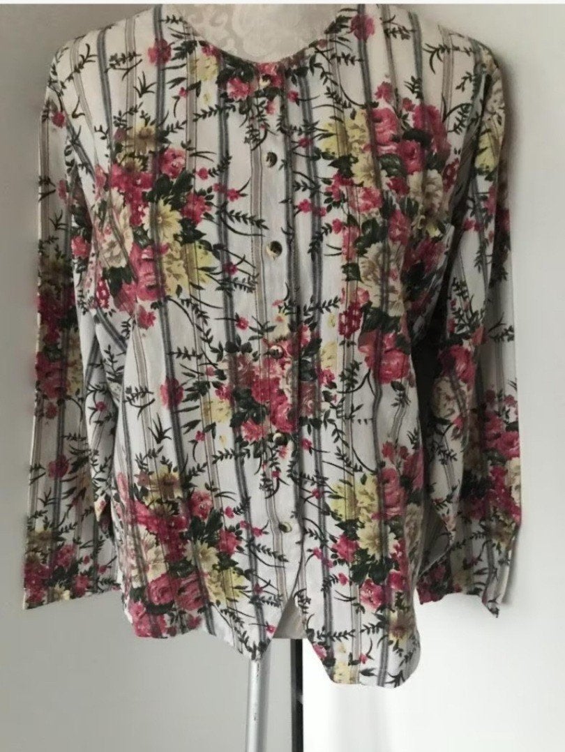 Katoenen Gebloemde Blouse, Kleding | Dames, Ophalen of Verzenden, Zo goed als nieuw, Maat 36 (S), Overige kleuren