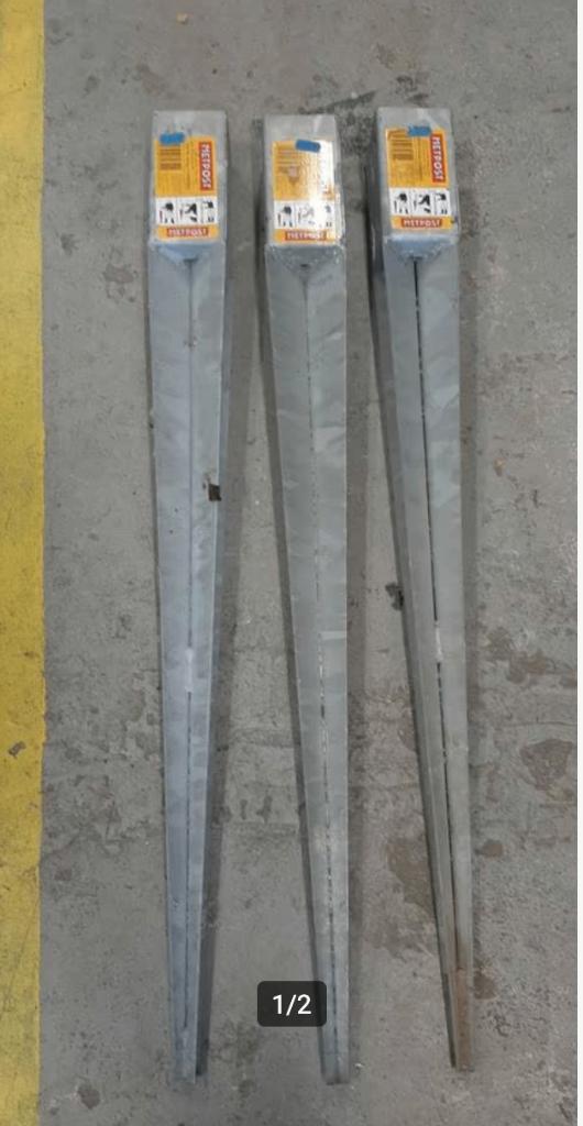 3x gegalvaniseerde paalhouders voor schutting 7x7x90cm, Ophalen, Zo goed als nieuw, Minder dan 180 cm, Palen