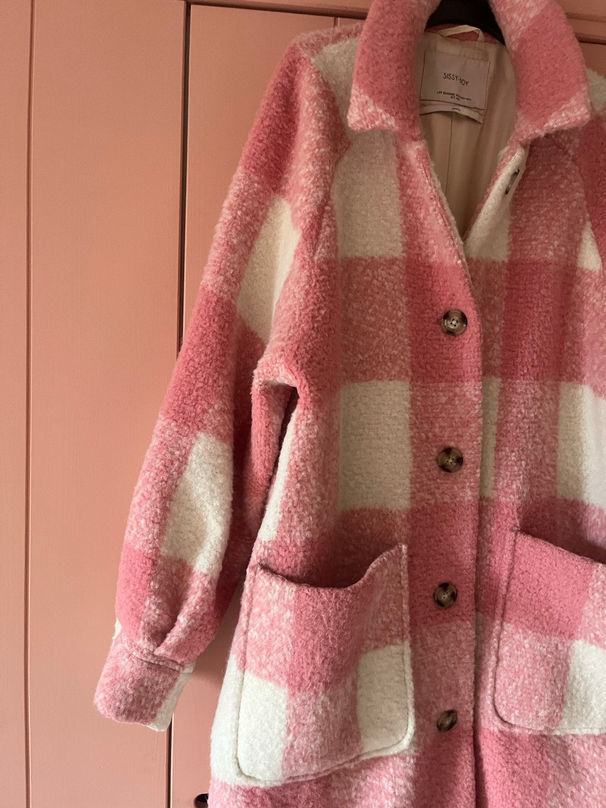 Sissy Boy jas met wol, roze/wit geruit, maat S/M, Ophalen of Verzenden, Zo goed als nieuw, Maat 36 (S), Roze