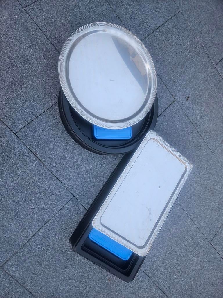 Buffetschalen met koelelementen - Rond en Rechthoekig, Overige materialen, Gebruikt, Schaal, Rond