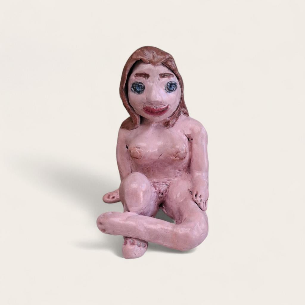 Handgemaakt kunstbeeldje: Naakte vrouw in pose, Minder dan 20 cm, Handgemaakt, Ophalen of Verzenden, Steen of Keramiek