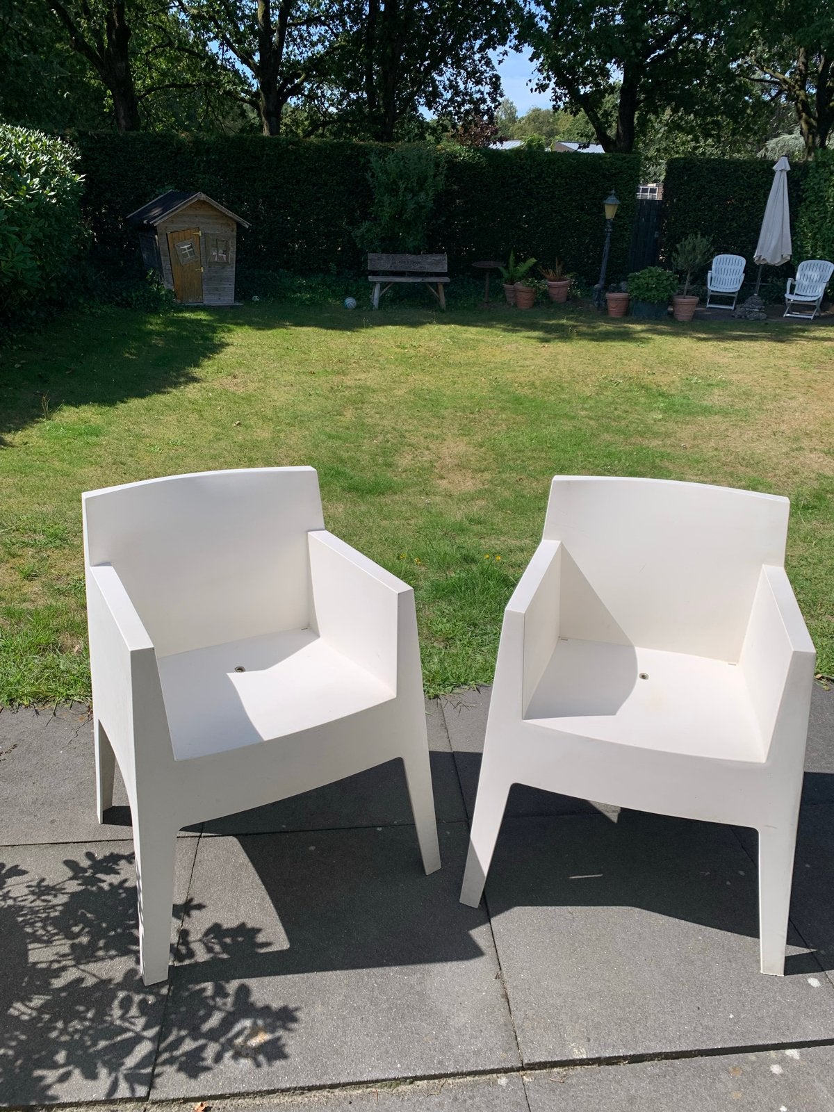 Driade Store Atlantide Tuinstoelen - Wit, Philippe Starck, Ophalen, Gebruikt, Kunststof, Stapelbaar