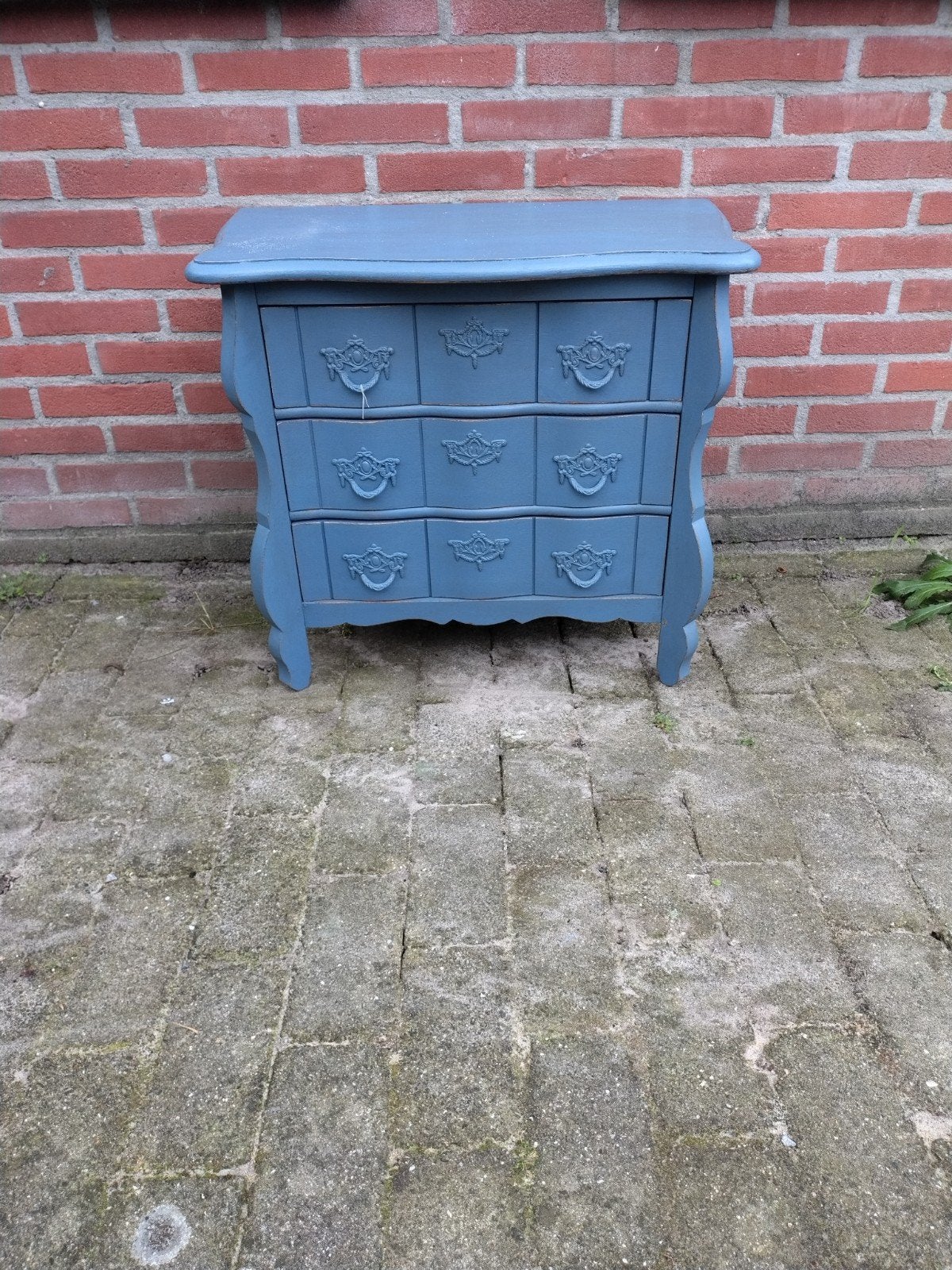 Vintage blauwe ladekast - 62x57x35 cm, Antiek en Kunst, Ophalen