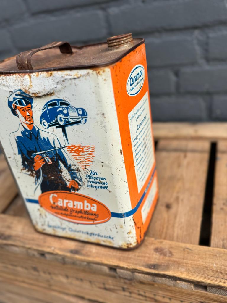 Vintage Caramba Olieblik - Klassieke Auto Decoratie, Antiek en Kunst, Ophalen of Verzenden