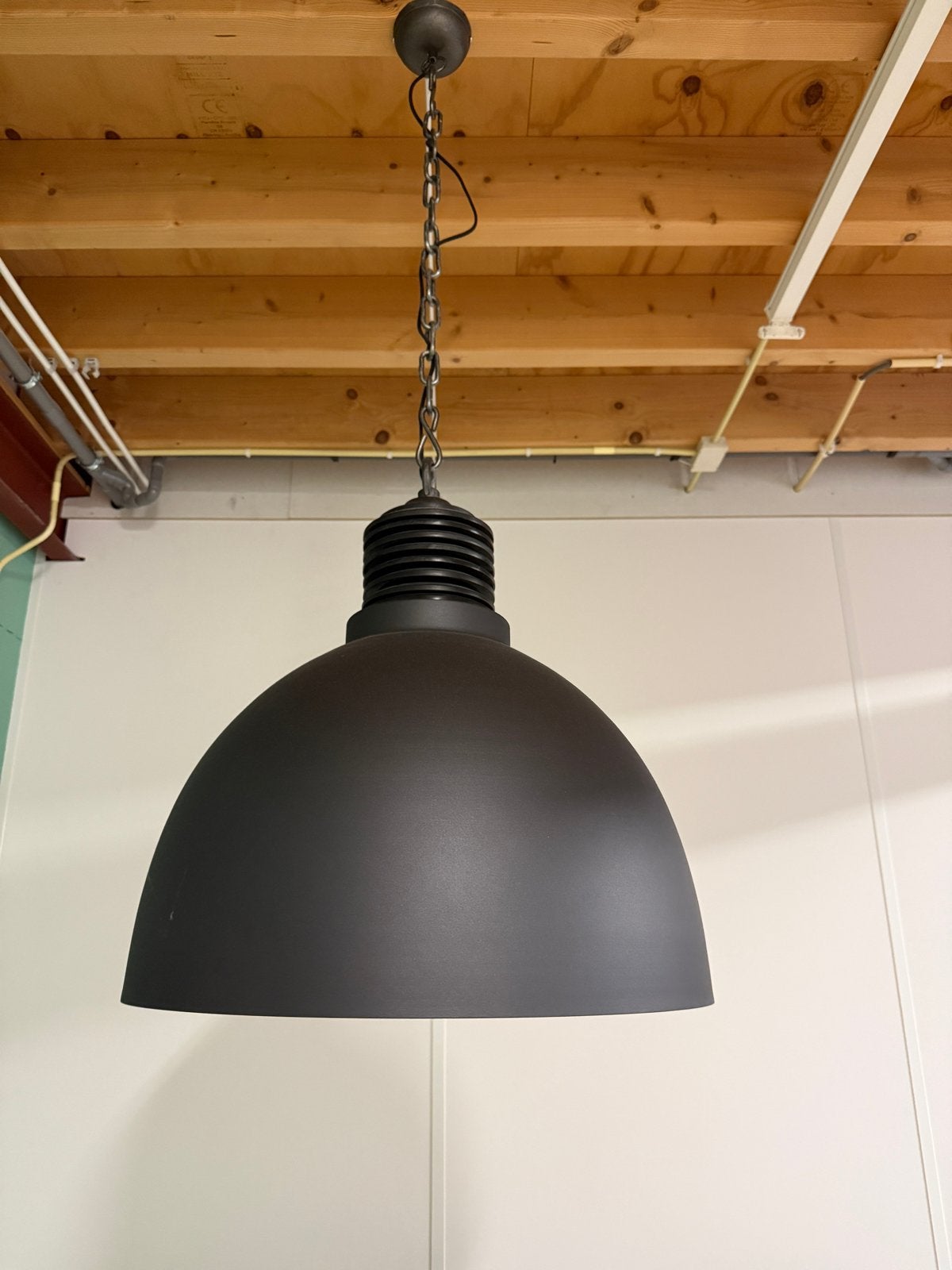 Grote industriële hanglamp - Zwart met koperen binnenkant, Ophalen, Gebruikt, Metaal, E27 (groot)