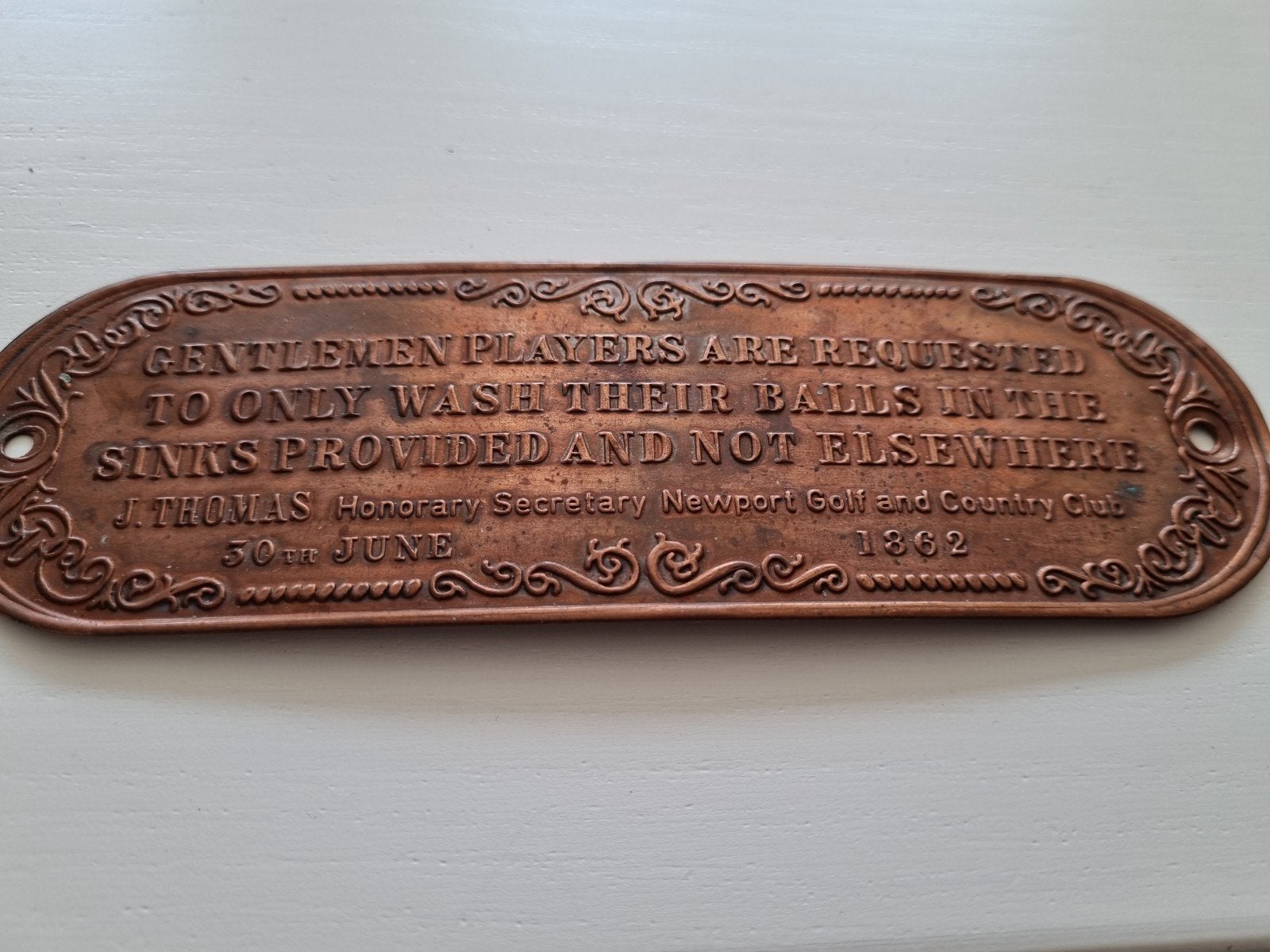 Koperen bordje met tekst in het Engels., Ophalen of Verzenden