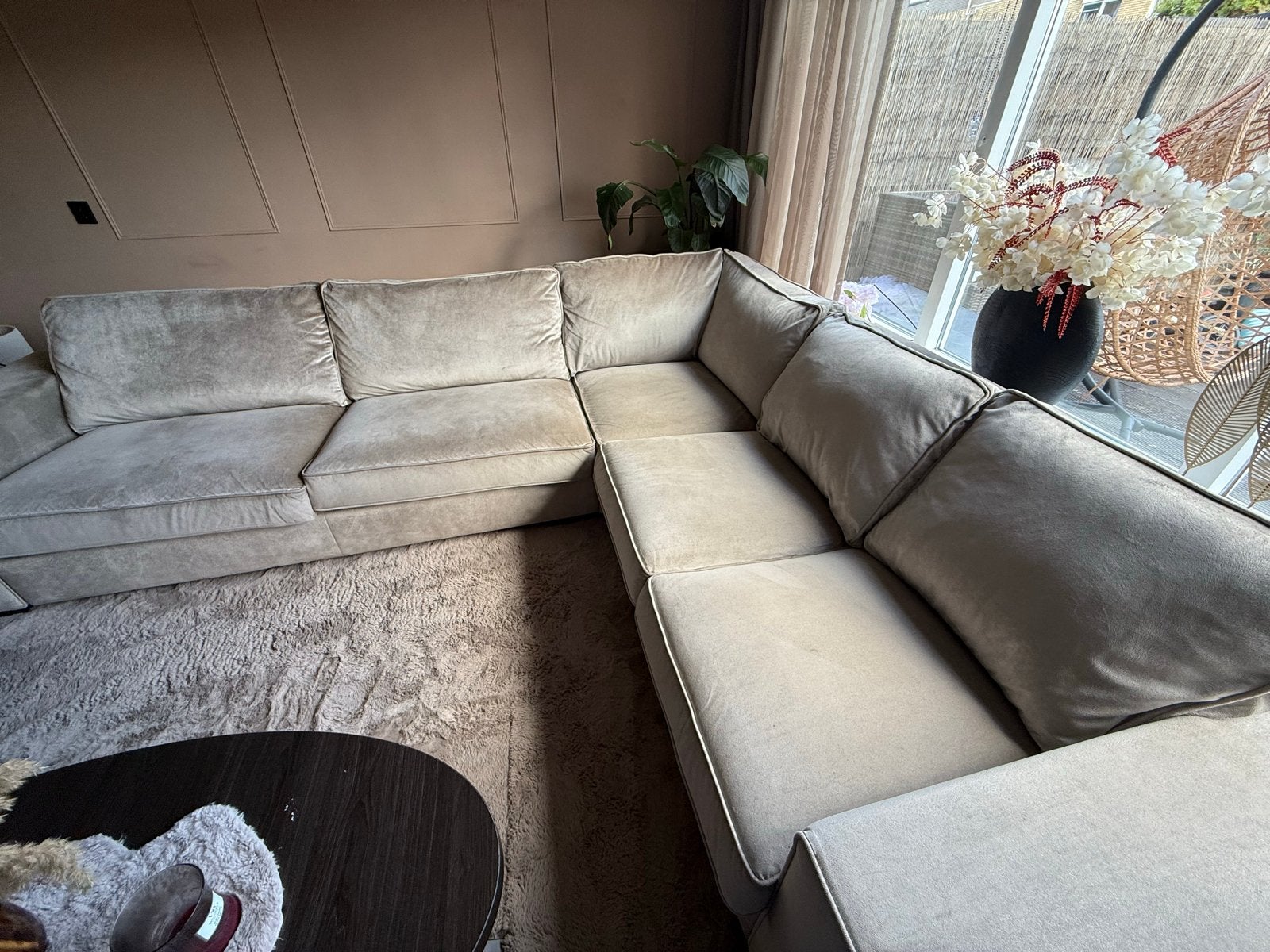 Hoekbank en 4 eetkamerstoelen UrbanSofa, Huis en Inrichting, Banken | Bankstellen, Ophalen, Gebruikt, 100 tot 125 cm, Hoekbank