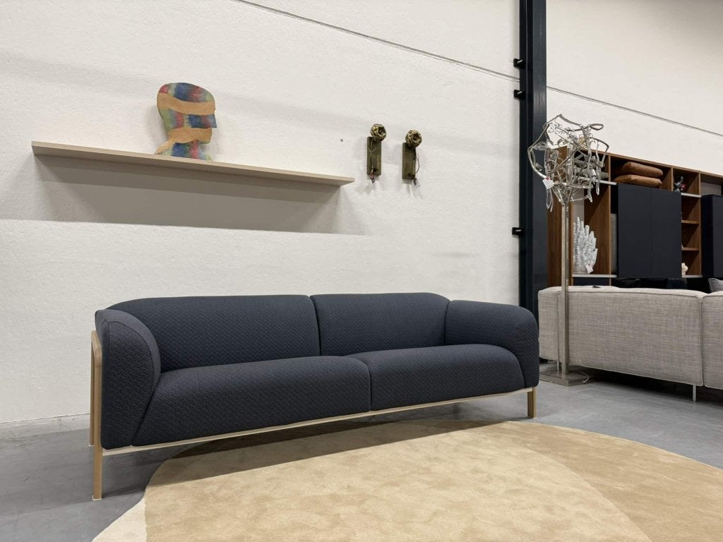 Nieuw Harvink Decor 3 zits bank stof blauw eiken Frame 235, Huis en Inrichting, Harvink, Info@harvink.nl, 75 tot 100 cm, Ophalen of Verzenden
