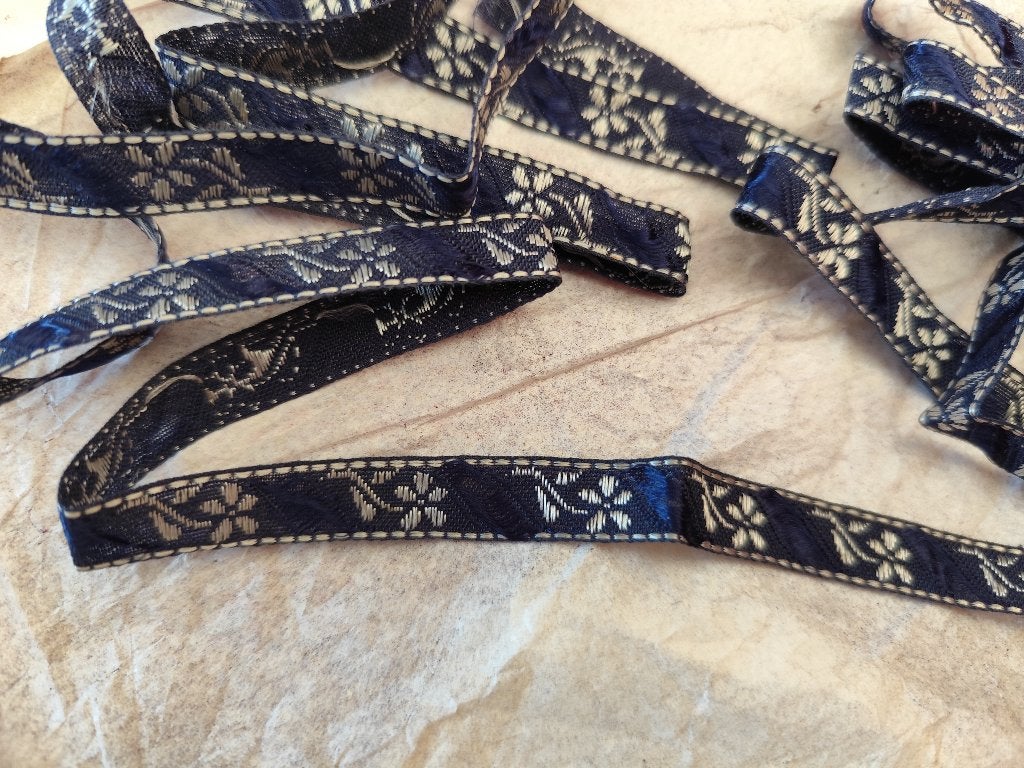 ANTIEK DIEP BLAUW / ZILVER BANDJE, Antiek en Kunst, Ophalen of Verzenden