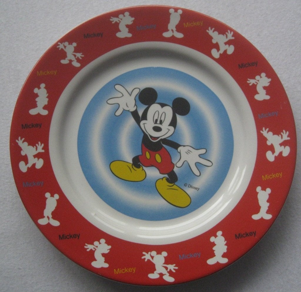 Disney Mickey Mouse ontbjd bord, Verzamelen, Ophalen of Verzenden, Mickey Mouse, Zo goed als nieuw, Servies