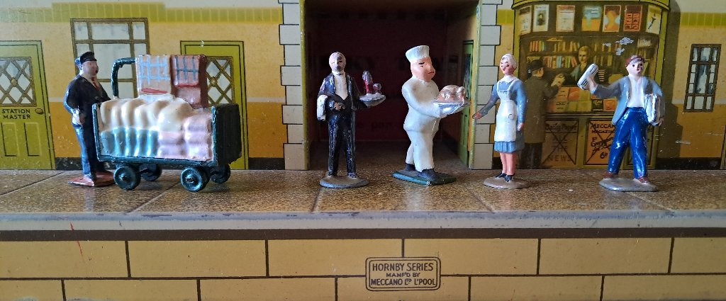 spoor 0 figuren bing hornby marklin met zeldzame linnenkar 1, Ophalen of Verzenden
