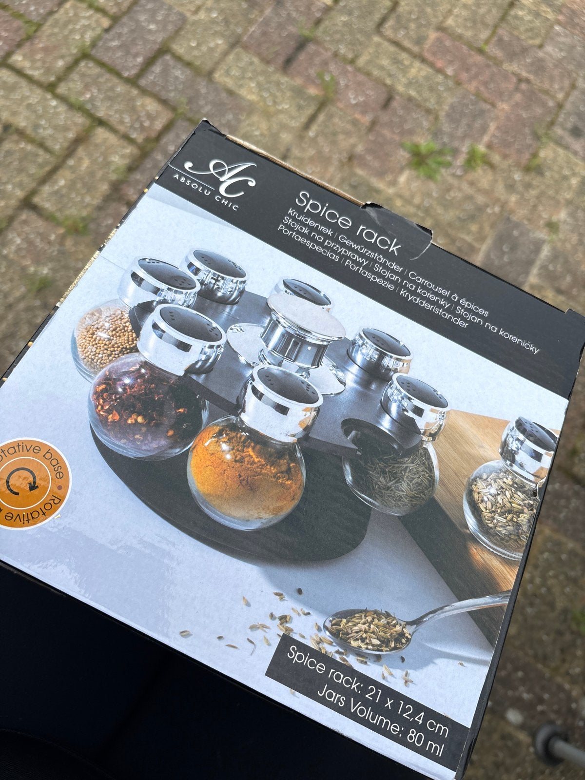 Kruidenrek met Draaibare Basis en 8 Potjes, Overige typen, Nieuw, Ophalen of Verzenden, Zwart