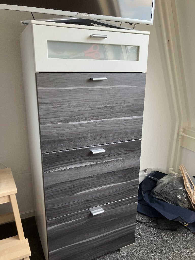 Nachtkastje en hoog ladeblok voor slaapkamer, Ophalen, Gebruikt, Minder dan 45 cm, Minder dan 55 cm