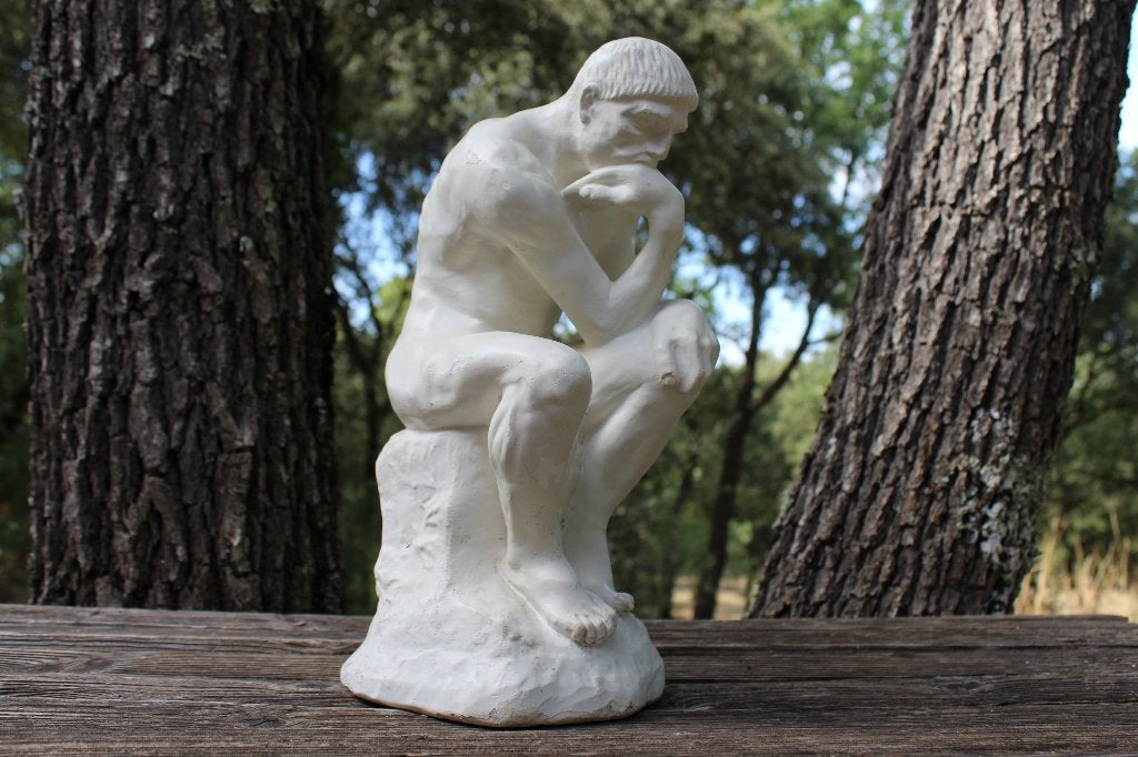 Brocante - Beeld De Denker van Rodin!, Antiek en Kunst, Kunst | Beelden en Houtsnijwerken, Gips, Ophalen of Verzenden, Wit, Beeld