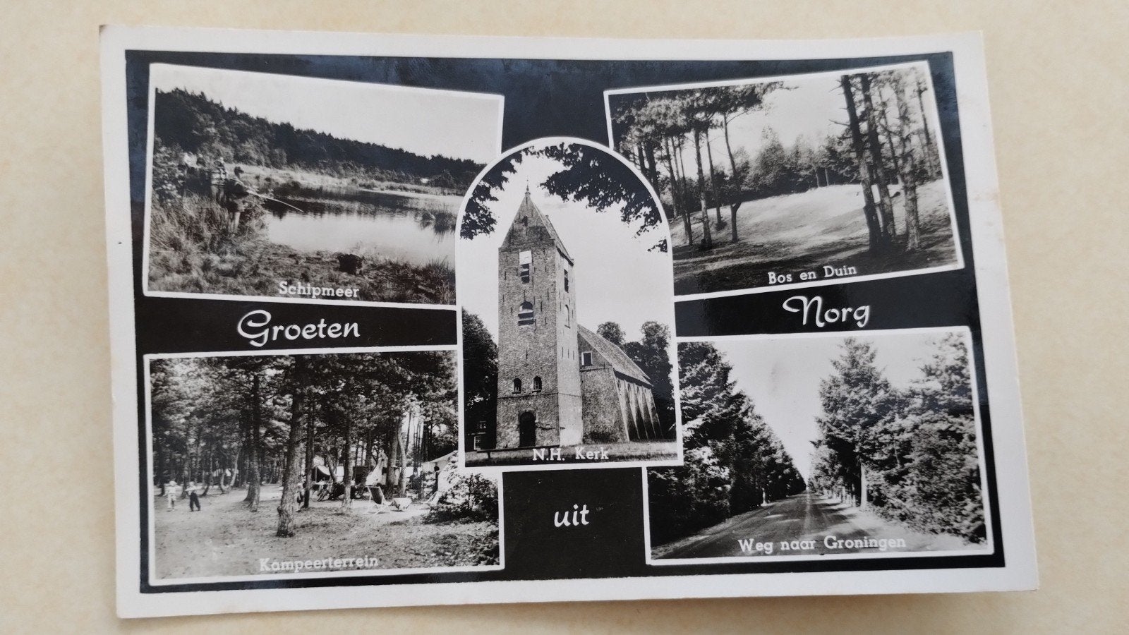 Oude ansichtkaart Norg - Gelopen - 1956, Ophalen of Verzenden, 1940 tot 1960, Gelopen, Drenthe