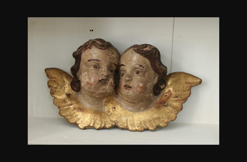 Antiek Frans houten engelenornament vergulding, Antiek en Kunst, Kunst | Beelden en Houtsnijwerken, Ophalen, Houtsnijwerk, Handgemaakt