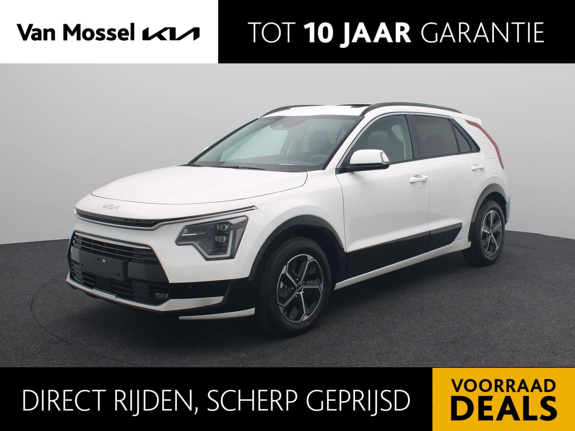 Kia Niro 1.6 GDi Hybrid DynamicPlusLine Leder | Stoelverwarm, Auto's, Kia, Wit, Bedrijf, SUV of Terreinwagen, Automatische klimaatregeling