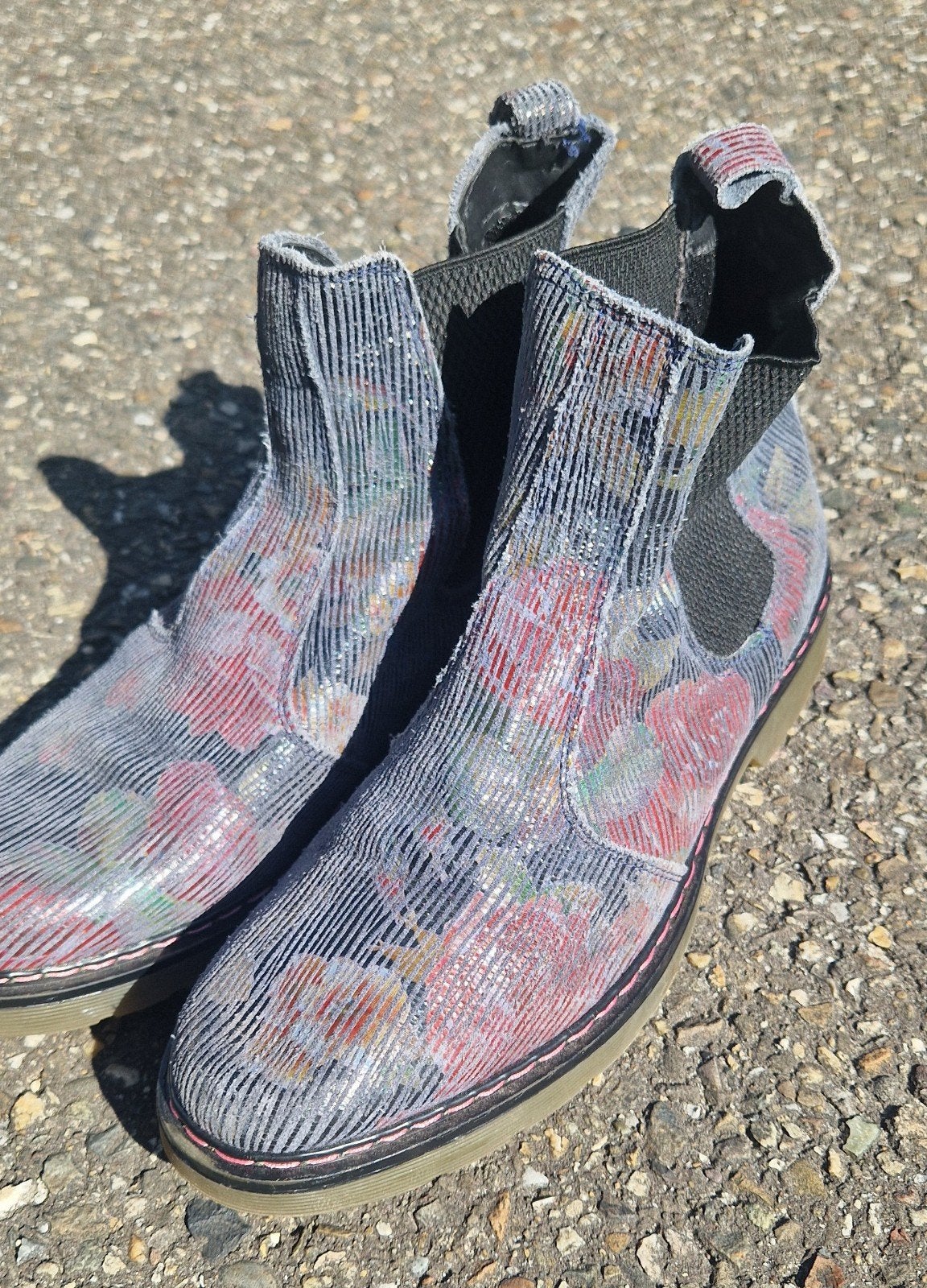 lederen Chelsea boots met bloemenprint / corduroy-look, Kleding | Dames, Lage of Enkellaarzen, Ophalen of Verzenden, Zo goed als nieuw