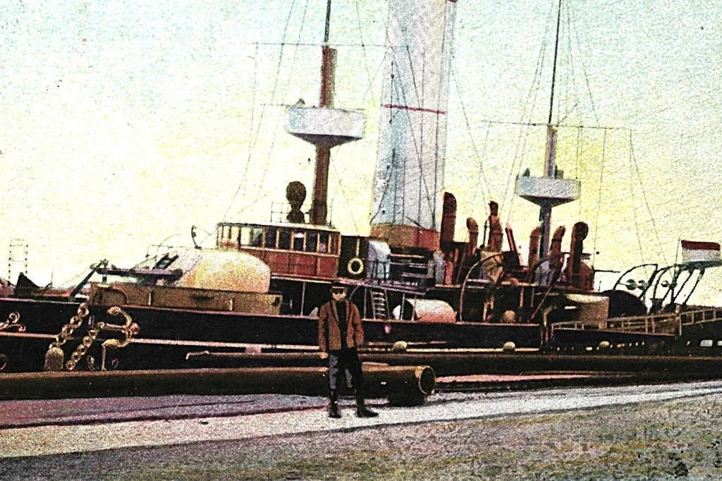 700763 Den Helder 1905 pantserschip Hr.Ms. Evertsen, Ophalen of Verzenden, Voor 1920, Gelopen, Noord-Holland