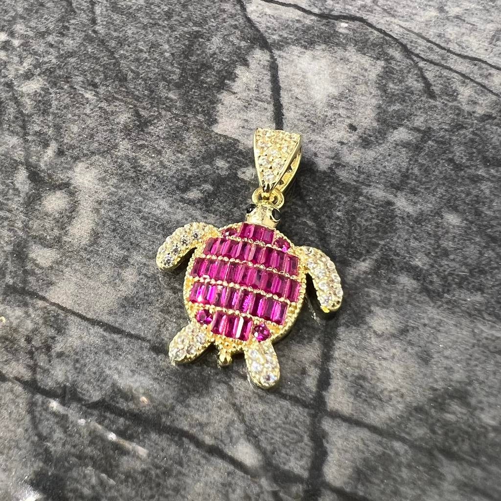 14 karaat gouden schildpad hanger, Ophalen of Verzenden, Zo goed als nieuw, Goud, Kruis of Symbool