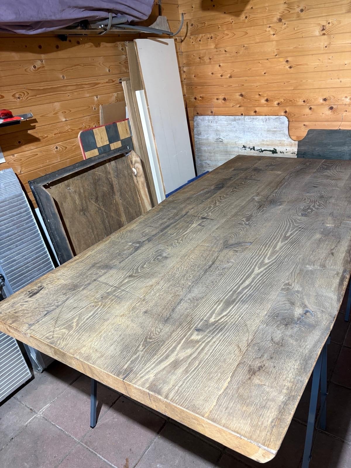 Robuuste eikenhouten tafelblad - Perfect voor eetkamer/werk, Ophalen, Gebruikt, Eikenhout, 200 cm of meer