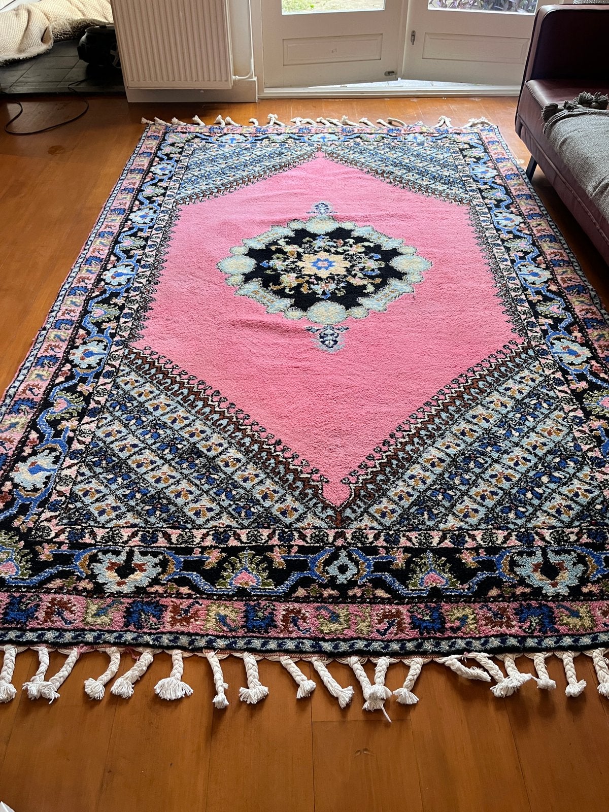 Authentiek Vintage Marokkaans vloerkleed  (handgeweven), Ophalen, Blauw, 150 tot 200 cm, 200 cm of meer