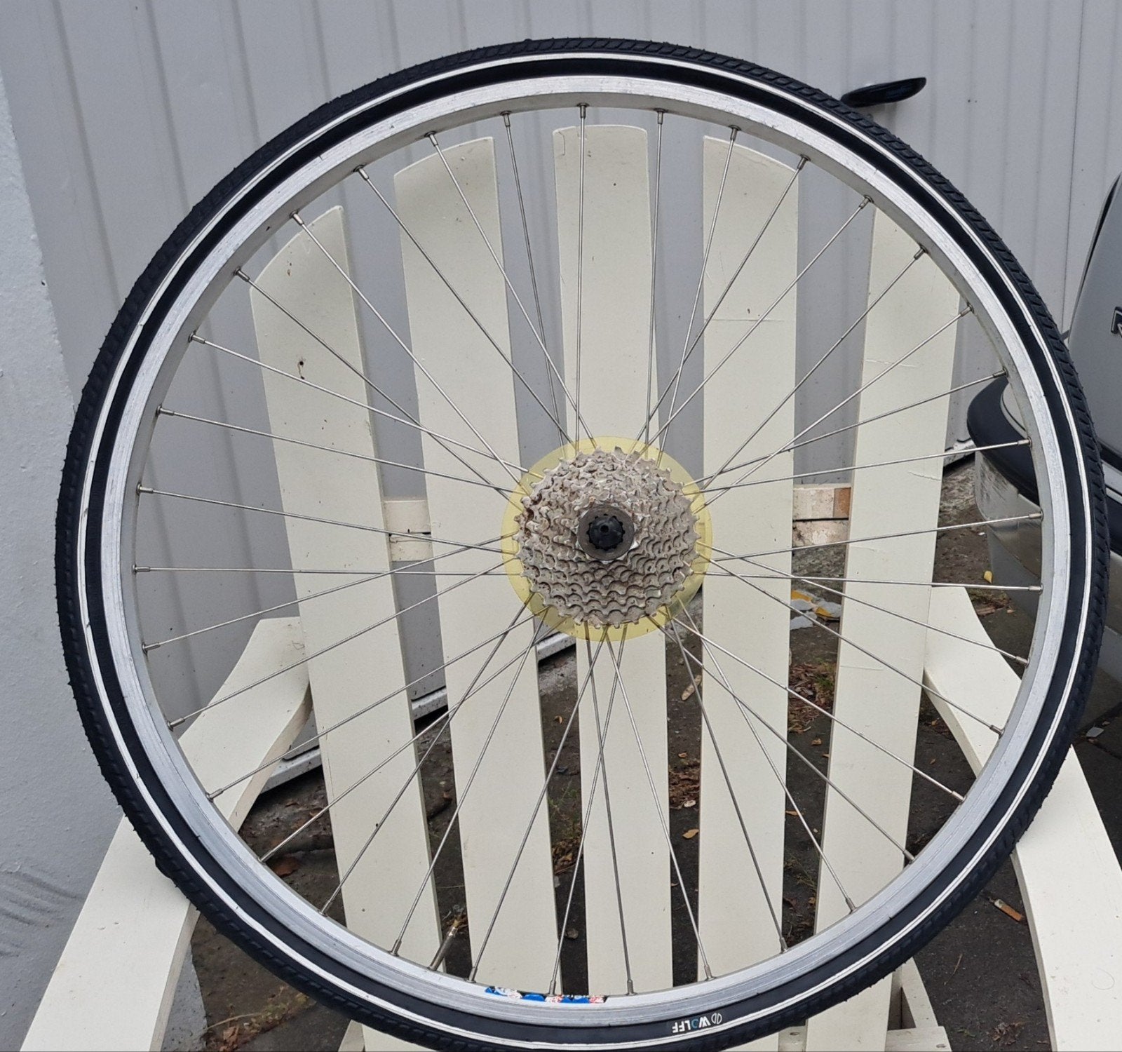 28inch fietswiel SET met band en cassette 8x- Parallax naaf, Fietsen en Brommers, Fietsonderdelen, Gebruikt, Toerfiets, Parallax